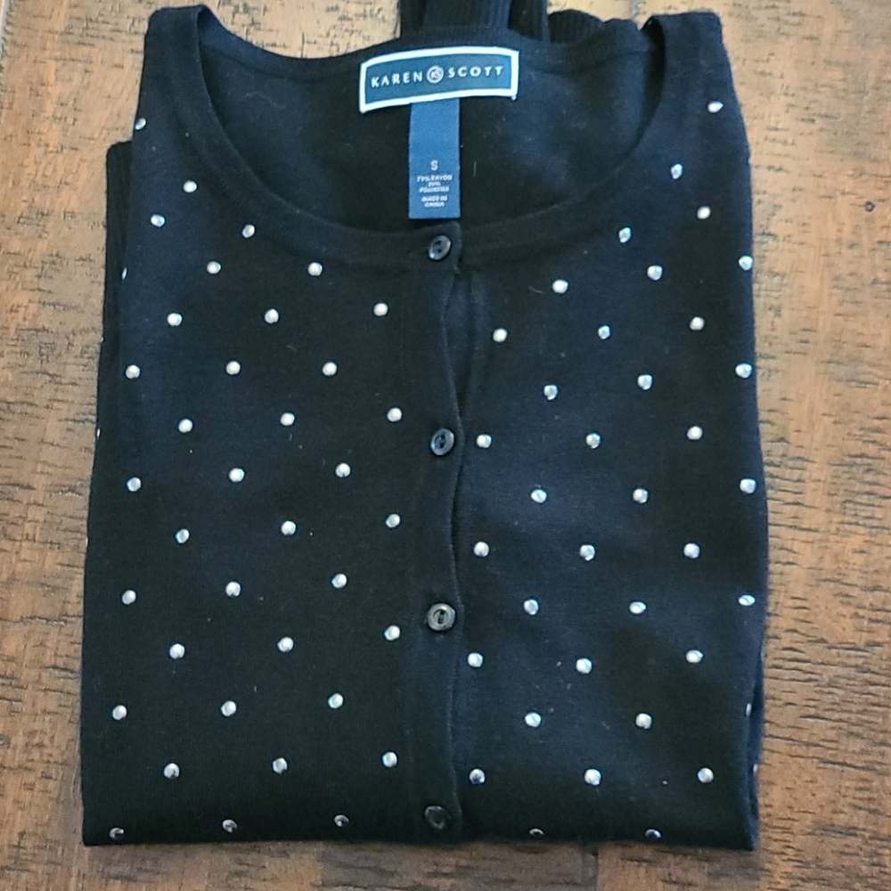 Karen Scott studded cardigan. S. NWOT